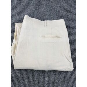 Berle Men's Linen Pants 40R 40x31 Beige Dress Trousers High Waisted Pleated READ